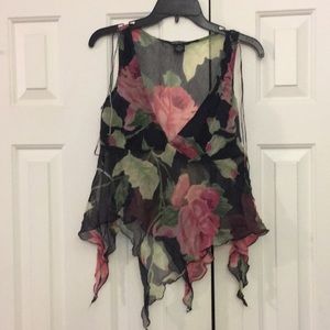 Guess 100% Silk Sheer Asymmetrical tank